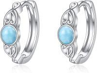 wholesale 925 Sterling Silver Blue Larimar Huggie Hoop Earrings with Intricate Design-Larimar Hoop Earrings