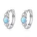 wholesale 925 Sterling Silver Blue Larimar Huggie Hoop Earrings Wholesale with Intricate Design-0-0