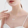 wholesale  Sterling Silver Gold-Plated White Opal Bar Necklace with Branch Design, 30mm Pendant, 18+2 Chain, Hypoallergenic Jewelry Gift for Women-0-3
