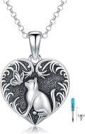 wholesale 925 Sterling Silver Cat Heart Butterfly Cremation Urn Necklace for Ashes Keepsake Jewelry-0-0