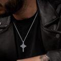 wholesale 925 Sterling Silver Celtic Cross Pendant on Rolo Chain - Irish Knot Design Protection Jewelry for Men (24) -0-2