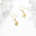 wholesale 14K Gold Teardrop Sunflower Drop Earrings with Cubic Zirconia - Gift Ideas for Her-0-2