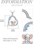 wholesale 925 Sterling Silver Elephant Pendant Heart-Shaped Blue Crystal Necklaces Gifts for Girls and Women-0-3