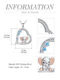 wholesale 925 Sterling Silver Elephant Pendant Heart-Shaped Blue Crystal Necklaces Gifts for Girls and Women-0-3
