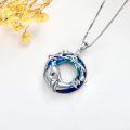 wholesale 925 Sterling Silver Dolphin Pendant with Blue Crystal and Starfish Charm Necklace for Women-0-3
