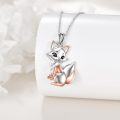 wholesale 925 Sterling Silver Cute Fox Cartoon Pendant Necklace for Women Gifts-0-4