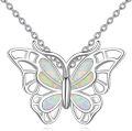 wholesale 925 Sterling Silver Opal Butterfly Necklace for Women-0-0