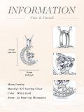 wholesale 925 Sterling Silver White Gold & Sterling Silver 1ct Heart Moissanite Diamond Moon Necklace for Women-0-3