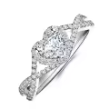 TOUPOP Sterling Silver 1ct Heart Moissanite Women's Engagement Wedding Ring-0-0