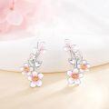 wholesale 925 Sterling Silver Pink Flower Drop Earrings for Women-0-2