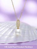 TOUPOP 14K Gold Freshwater Cultured Pearl Necklace with Pendant-0-1