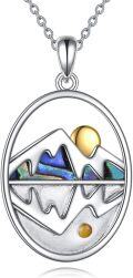 wholesale 925 Sterling Silver Mountain & Moon Pendant with Abalone Shell and Gold Accents - Christian Jewelry for Women-0-0