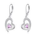 wholesale 925 Sterling Silver Heart Earrings Wholesale With Pink Crystal Accents-0-0