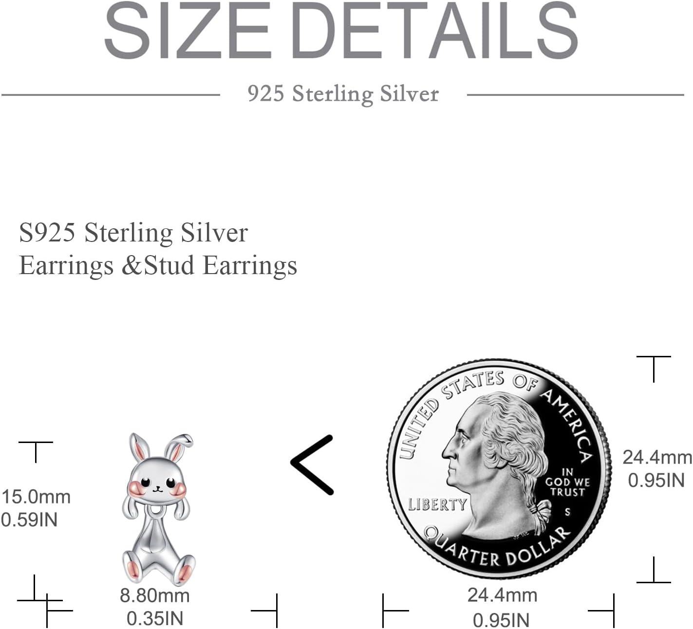 Sterling Silver Hypoallergenic Black Cat Dog Hippo Stud Earrings for Women-0-4