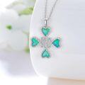 wholesale 925 Sterling Silver Heart-Shaped Green Opal Pendant Necklace with Triquetra Design-0-5