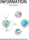 wholesale 925 Sterling Silver Turquoise Double Heart Love Knot Pendant Necklace for Women Gifts-0-4