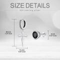 wholesale 925 Sterling Silver Black CZ Cross Stud & Huggie Hoop Earring Set for Men/Women-0-3