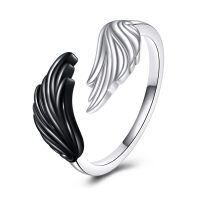 wholesale 925 Sterling Silver Black And White Angel Wings Rings Wholesale For Women And Girls-Angel Wings