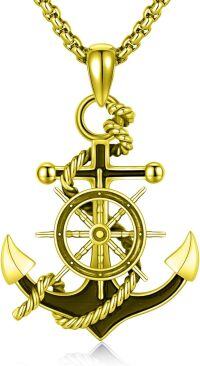 wholesale  Sterling Silver Nautical Anchor Pendant Necklace for Men Women -A-Anchor-Gold