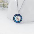 wholesale 925 Sterling Silver Blue Crystal Unicorn Pendant Necklace for Women-0-3