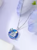 TOUPOP Sterling Silver Crystal Ocean Palm Tree Wave Pendant Necklace-0-1