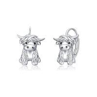 wholesale 925 Sterling Silver Cute Highland Cow Charm Pendant With Hinged Closure-Cute Highland Cow