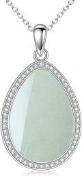 wholesale 925 Sterling Silver Teardrop Pendant Necklace with Opal Stone for Women s-0-14
