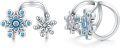 wholesale 925 Sterling Silver Snowflake Blue Austrian Crystal Cuff Earrings for Non-Pierced Ear Women Girl Gifts-0-0
