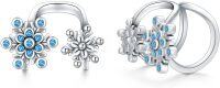 wholesale 925 Sterling Silver Snowflake Blue Austrian Crystal Cuff Earrings for Non-Pierced Ear Women Girl Gifts-Snowflake Cuff Earrings