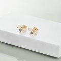 wholesale 14K Gold  Black Enamel Honey Bee Stud Earrings for Women - Fine s-0-1