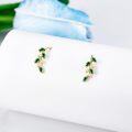 wholesale 14K Gold Green Crystal Vine Leaves Drop Earrings for Women-0-1