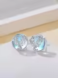 TOUPOP Sterling Silver Moonstone Yoga Lotus Tree Of Life Sea Turtle Butterfly Celtic Knot Elephant Stud Earrings-0-2
