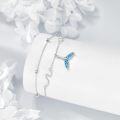 wholesale 925 Sterling Silver Mermaid Tail Charm Ankle Anklet with Blue Crystal Accents for Women-0-2