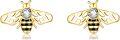 wholesale 14K Gold Honeybee Stud Earrings with Cubic Zirconia and Black Enamel Accents - Hypoallergenic Minimalist Animal  for Her-0-0