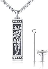 wholesale  Floral Engraved Keepsake Jewelry Cremation Urn Pendant with Funnel and Spoon Set -A4-Orchid Urn Necklace