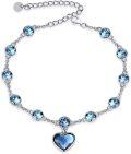 wholesale TOUPOP Christmas Gifts Heart Sapphire Bracelet For Women 925 Sterling Silver Fashion Crystal Jewelry Birthday Gifts For Friend Mom Her Thanksgiving Day -0-0