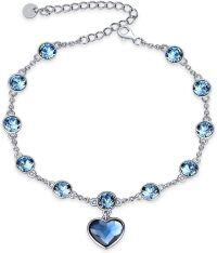 wholesale TOUPOP Christmas Gifts Heart Sapphire Bracelet For Women 925 Sterling Silver Fashion Crystal Jewelry Birthday Gifts For Friend Mom Her Thanksgiving Day -undefined