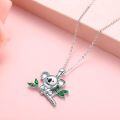 wholesale 925 Sterling Silver Green Crystal Koala Pendant Necklace - Adorable Animal Charm s for Her-0-1