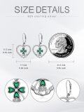 wholesale 925 Sterling Silver Green Enamel Four-Leaf Clover Drop Earrings Irish Claddagh  for Women Girls-0-4