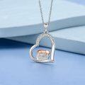 wholesale 925 Sterling Silver Cat Pendant Necklace with Heart Shape and Book Design-0-4