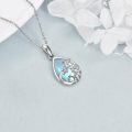wholesale 925 Sterling Silver Teardrop Blue Shell Turtle Pendant Necklace-0-3