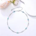 wholesale 925 Sterling Silver Turquoise Heart Beaded Ankle Anklet for Women-0-3