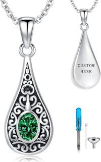 wholesale Sterling Silver Teardrop Urn Necklace for Ashes Men Women-04-05-Teardrop-May+Text-04-05-Teardrop-May-04-05-Teardrop-May+Text-04-05-Teardrop-May