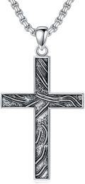 wholesale 925 Sterling Silver Mens Black Cross Necklace with Turquoise Pendant-0-0