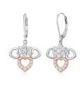 wholesale 925 Sterling Silver Metal Flower and Heart Shape Dangle Earrings with Cubic Zirconia - Hypoallergenic  for Women-0-0