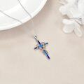 wholesale 925 Sterling Silver Blue & Purple Enamel Faith Cross Pendant Necklace for Women-0-3