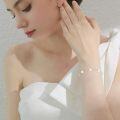 wholesale 925 Sterling Silver Chain with White Freshwater Pearls and Cubic Zirconia Stones Bracelet for Women-0-4