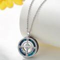 wholesale 925 Sterling Silver Blue Crystal Compass Pendant Necklace for Women - Graduation Gifts-0-1