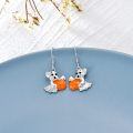 wholesale 925 Sterling Silver Halloween Ghost with Pumpkin Drop Earrings for Women Girls-0-1