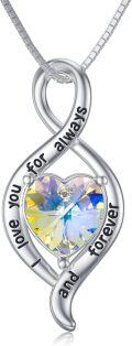 wholesale TOUPOP Mothers Day Gifts For Mom Sterling Silver Infinity Love Pendant Necklace With Heart Crystal Birthday Christmas Jewelry Gifts For Women I Love You For Always And Forever -0-0